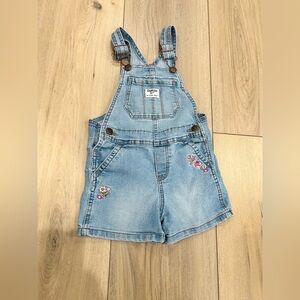 OshKosh B'gosh Blue Denim Kids Overalls with Floral Embroidery